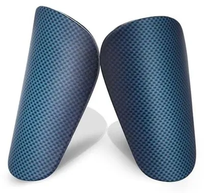 Image de Deux petites protège-tibias de football, 10 x 6 cm, bleues, pour adolescents et adultes