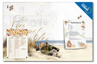 Produktbild von banjado Magnettafel aus Glas, beschreibbar, 75x50cm groß, ESG Sicherheitsglas mit Motiv Dünenlandschaft am Meer [MTGQ2 13281]