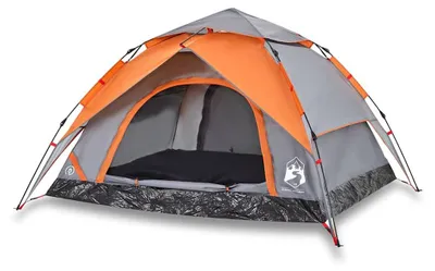 Produktbild von vidaXL Kuppel-Campingzelt 4 Personen Grau und Orange Quick Release