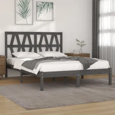 Produktbild von The Living Store Massivholzbett Grau Kiefer 200x200 cm