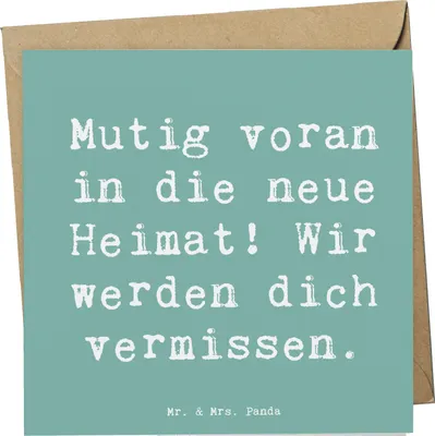 Produktbild von Mr. & Mrs. Panda Grußkarte Spruch Umzug in eine neue Stadt - Meeresbrise - Geschenk, Unterstützung, Zuversicht, Veränderungen, doppelkarte, Klappkarte, Trost, Inspiration