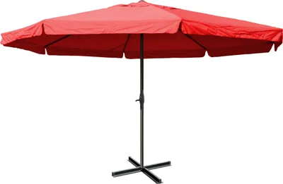Produktbild von Sonnenschirm Meran Pro, Gastronomie Marktschirm mit Volant Ø 5m Polyester/Alu 28kg bordeaux ohne Ständer