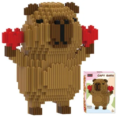Image de Kit de construction miniature de capybara avec des micro-blocs, pour adultes