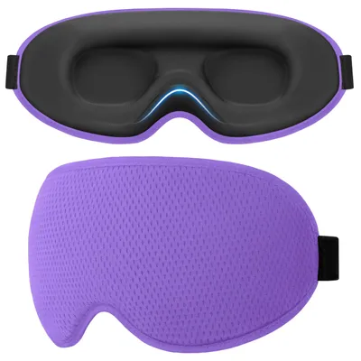 Produktbild von Schlafmaske für Seitenschläfer, Männer und Frauen, komfortabel, verbesserte 3D-Schlafbrille mit verstellbarem Gummiband, atmungsaktiv, lichtundurchlässig, ergonomische Augenmaske für Nickerchen, dunkelviolett
