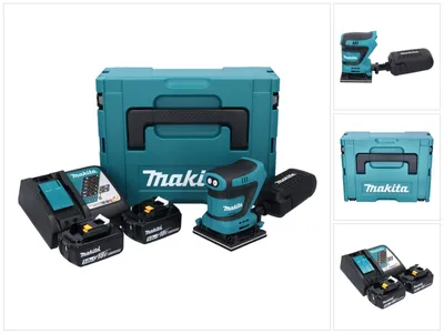 Image de Makita DBO 481 RTJ Ponceuse vibrante sans fil 18 V 112 x 102 mm + 2x batterie 5,0 Ah + chargeur + Makpac