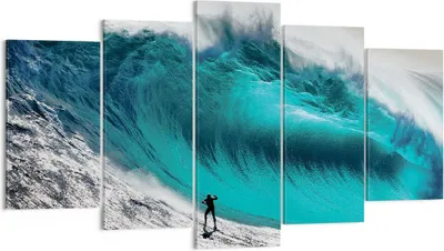 Produktbild von Bild auf Leinwand - Leinwandbild - 5 Teile - Surfen Welle Türkis - 160x85cm - Wand Bild - Wanddeko - Wandbilder - Leinwanddruck - Bilder - Wanddekoration - Leinwand bilder - Wandbild - EA160x85-4351