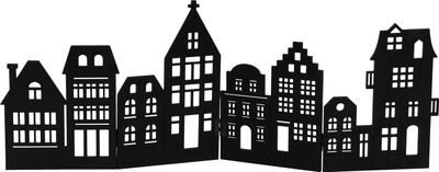 Deko Holz Skyline klappbar 50 x 22 cm - schwarz - Weihnachts Stadt Silhouette zur Tischdekoration - Weihnachtsdeko Tischdeko für Weihnachten Weihnachtsstadt Häuserzeile