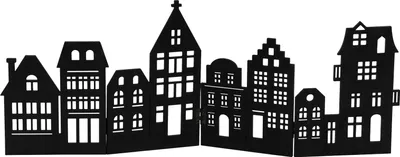 Produktbild von Holz Skyline zum ausklappen - ca. 50 x 22 cm - Häuser Zeile - Farbe: schwarz