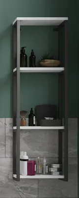 Produktbild von VCM Holz Badezimmerschrank | Badmöbel Metall Industrial Style | Wandregal | Badregal | Maße ca. H. 112 x B. 35 x T.  15 cm - Bitila M