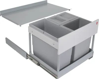 Produktbild von Hailo 3644831 - AS Raumspar Tandem S plus - 12L/8L/8L/Deckel - Ausfahrautomatik Abfallsammler Mülleimer