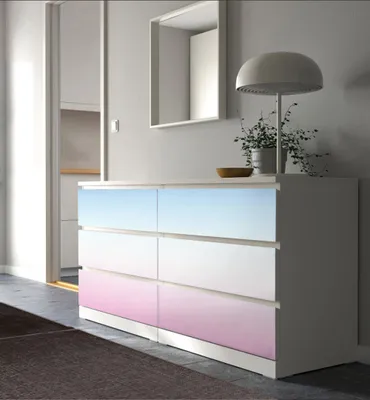 Produktbild von Kommodenaufkleber Malm Sanfter Farbverlauf Sonnenuntergang, malm_groesse:6 Schubladen breit