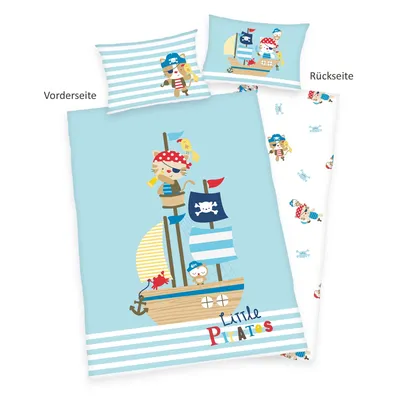 Produktbild von Herding pościel dziecięca dwustronna Little Pirates White Turquoise Lara 100x135 cm + 40x60 cm