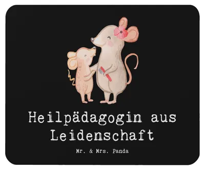 Produktbild von Mr. & Mrs. Panda Mousepad Heilpädagogin Leidenschaft - Schwarz - Geschenk, mousematte, Mouse Pad, Lustig, Ausbildung, computer mauspad, Spruch, pc