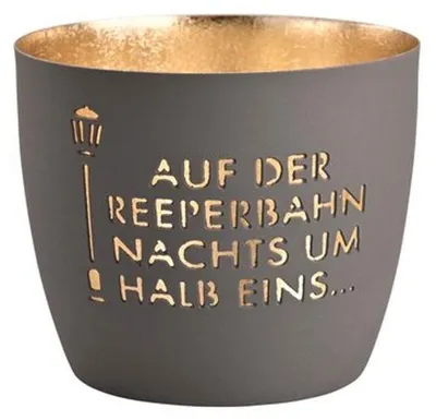 Image de Gift Company Photophore Madras Reeperbahn M, porte-bougie à chauffe-plat, porte-bougie, fer, gris foncé / or, H 8.5 cm, 1144704038