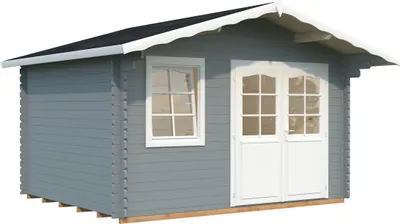 Produktbild von Gartenhaus Palmako Emma 10,4 m² inkl. Fußboden 426 x 380 cm hellgrau-weiß
