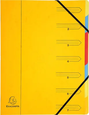 Image de Exacompta 12x Trieur agrafé avec élastiques 7 compartiments Jaune 54079E