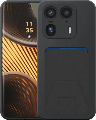 Image de Convient à l'étui de téléphone Motorola Edge 50 Ultra avec compartiment à cartes en cuir ajustable - Étui arrière flexible en silicone TPU avec compartiment à cartes en cuir ajustable - Noir - Smartphonics