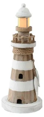 Produktbild von Gerkimex Leuchtturm Holz mit Licht 11,5x11,5x29cm