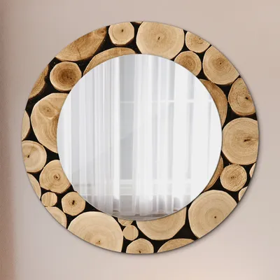 Produktbild von Spiegel - Mirror zum Wandspiegel Schlafzimmer – Schminkspiegel- Holz Baumstämme- Ø60cm