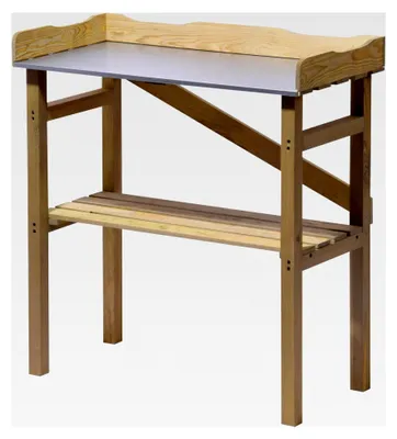 Produktbild von Pflanztisch aus Fichtenholz | Gärtnertisch mit verzinkter Arbeitsplatte | Arbeitstisch für Garten, Terrasse und Balkon | 78 x 37 x 83 cm | Natur