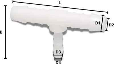 Zdjęcie produktu dla Złącze węża plastikowy trójnik zredukowany 8 mm x 6 mm x 8 mm