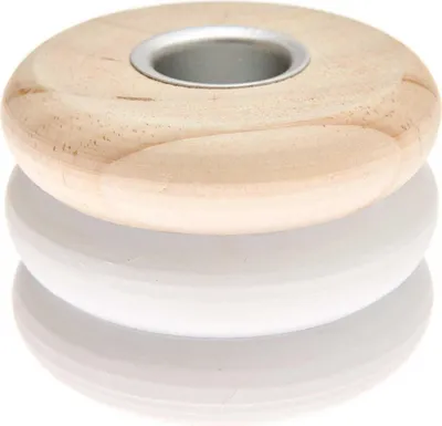 Produktbild von Holz Kerzenhalter Ringe, klein, Weiß, Ø 7,5 cm, H 5,5 cm, für Kerzen Ø 2,4 cm