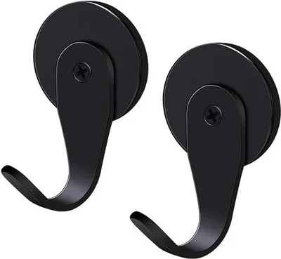 Immagine prodotto di Due supporti da parete per piante - Ganci magnetici per porte in metallo - Nero (4,3 x 6,2 cm)