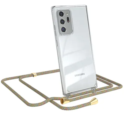 Produktbild von EAZY CASE Handykette kompatibel mit Samsung Galaxy Note 20 Ultra / Note 20 Ultra 5G, Handyhülle mit Umhängeband, Handykordel, Schutzhülle Clear, Band in Bunt