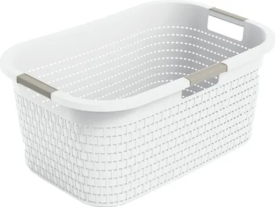 Produktbild von Rotho Wäschekorb 40L Country - Wäschesammler groß - Wäsche Korb 59 x 39 x 25,2 cm - Wäschebox aus Kunststoff - Aufbewahrungskorb Wäschebehälter