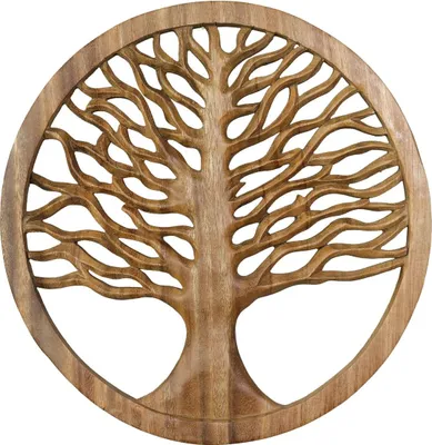 Produktbild von Lebensbaum Wandbild Wanddeko Mandala Zeichen Wandrelief Symbol Mythologie Deko Holz Natur 30 cm
