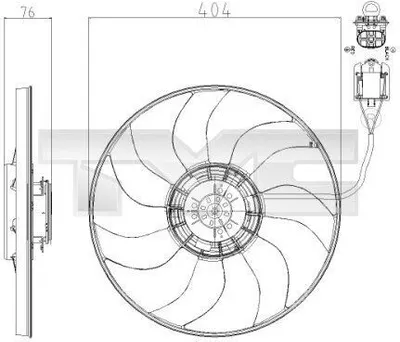 Produktbild von TYC 825-0020 Lüfter Motorkühlung Kühlerlüfter für OPEL Astra J Sports Tourer (P10) Wasserkühler Ø400mm