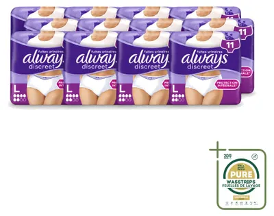 Image de 12 culottes absorbantes Always Discreet pour l'incontinence - Taille L - Pack économique - 12 pièces
