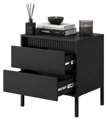 Produktbild von Gasalisa – Nachttisch, 54x40x56h cm Schwarz, 2 Schubladen