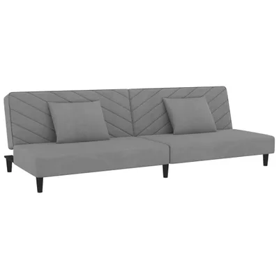 Produktbild von Schlafsofa 2-Sitzer mit 2 Kissen Hellgrau Samt