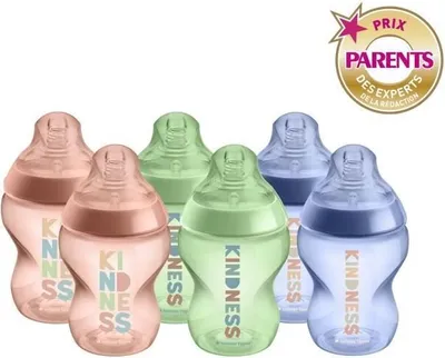 Produktbild von Tommee Tippee-Babyflaschen, Natural Start Anti-Kolik-Flasche 260ml, brustähnl. Sauger, Anti-Kolikventil, selbst steril., Zubehör, dekor., 6er-Pack