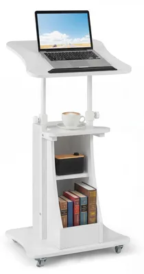 Steh-Sitz-Schreibtisch höhenverstellbar, neigbar, mit Rollen, 50x40x72-112 cm