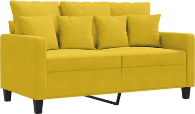 Zdjęcie produktu dla vidaXL sofa 2-osobowa żółta aksamit 120 cm
