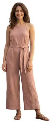 Image de Combinaison d'été en mousseline pour femmes Zara, couleur beige, taille M