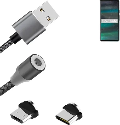 Produktbild von K-S-Trade Hochwertiges Magnet-Lade-kabel Sync-Kabel Daten-Kabel für Google Pixel 6a mit USB-Typ-C-Anschluss und Micro-USB-Anschluss 2A bis zu 480mbps