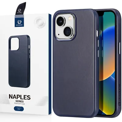 Zdjęcie produktu dla Dux Ducis Naples Etui Iphone 14 Plus Magnetyczny Skórzany Pokrowiec Magsafe Niebieskie