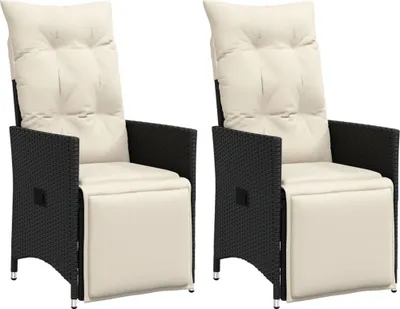 Produktbild von Möbel Gartensessel mit Kissen 2 Stk. Verstellbar Schwarz Poly Rattan - Gartenstühle 365666