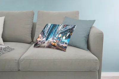 Produktbild von MuchoWow® Zierkissen Sofakissen Wohnzimmer Dekokissen 60x40 cm New York bei Nacht - Kopfkissen - Polster mit Foto