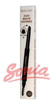 Produktbild von Makeup Revolution Duo Brow Eyebrow Pencil and Brush Dark Brown 1 Count