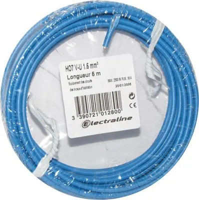 Image de Câble H07vu 1x1.5 10m Bleu Couronne 60101015b - Electraline
