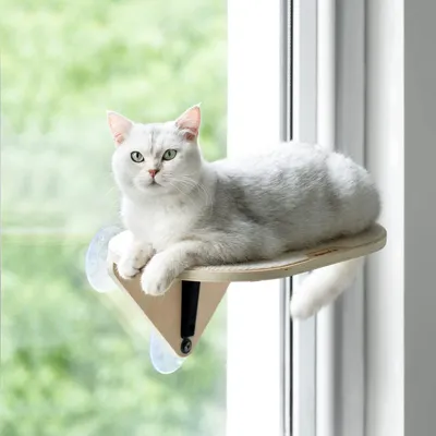 Immagine prodotto di Amaca per gatti in legno da appendere alla finestra, dotata di ventose robuste