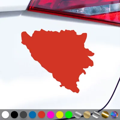 Produktbild von PantherPixel Bosnien Aufkleber Umriss Kontur Reisen Herzegowina Sticker Auto Geschenkidee Farbe Rot