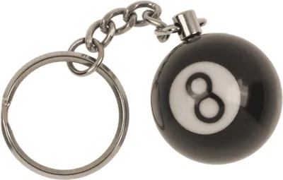 Produktbild von Metall-Schlüsselanhänger - Schwarze 8-Kugel - Geschenk für Billardfans