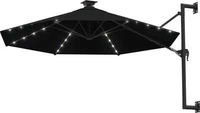 Produktbild von vidaXL Sonnenschirm zur Wandmontage mit LEDs 300 cm Schwarz