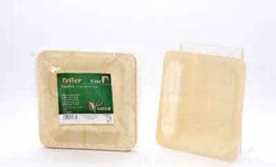 Produktbild von 10 Teller aus Pappelholz, 14,5 x 14,5 x 2cm , mit Einleger -SoPr -
