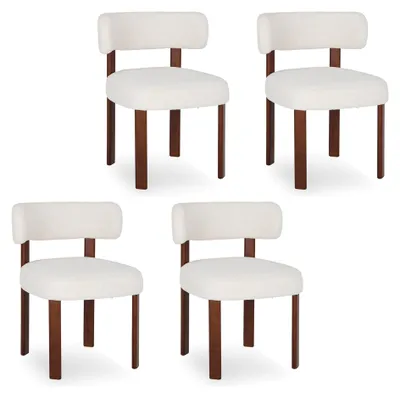 Produktbild von 4er-Set Esszimmerstühle aus Massivholz, klares und warmes Design, abgerundete Rückenlehne passend zur Rückenkontur, optimaler Komfort, Beige